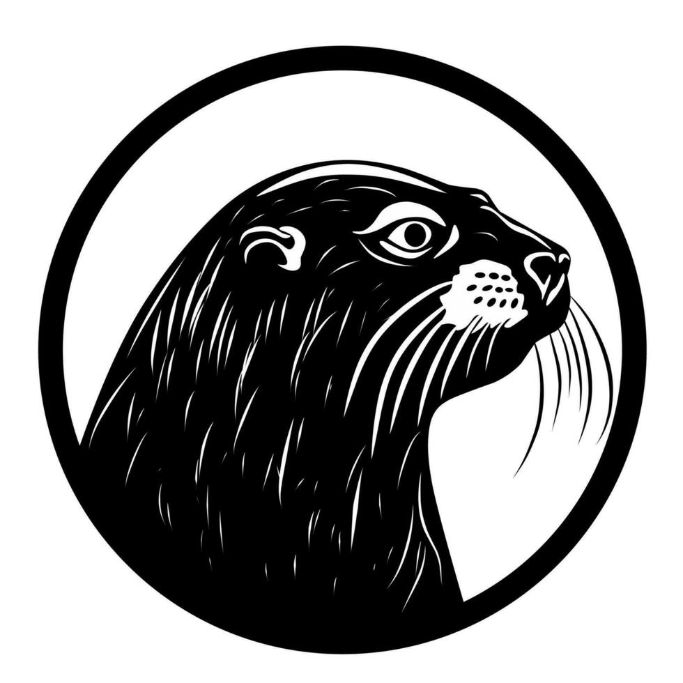 Seal animal black and white vector design on white background
