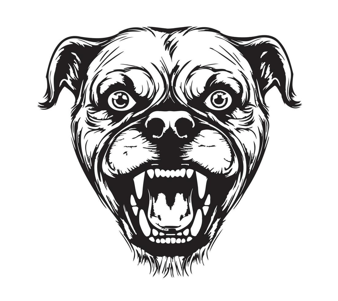 Angry dog head sketch hand drawn in doodle style Vector illustration