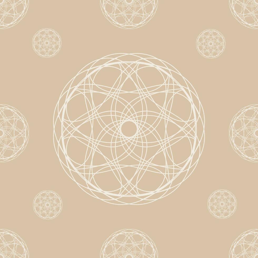 vector seamless pattern of abstract round shapes in elegant beige color