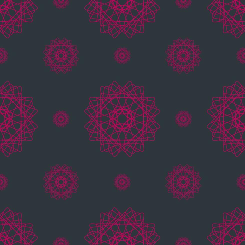 vector seamless pattern of abstract shapes in pink color on dark