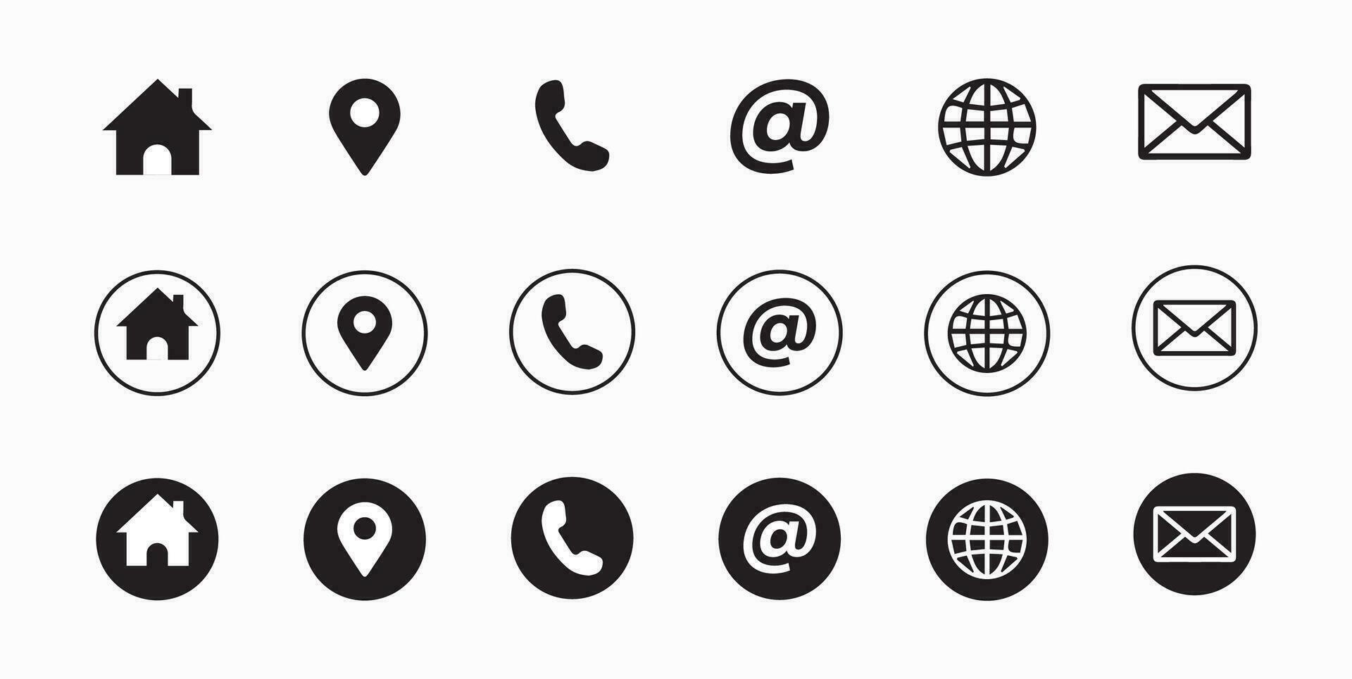 Contact us vector icons flat icons set on white background