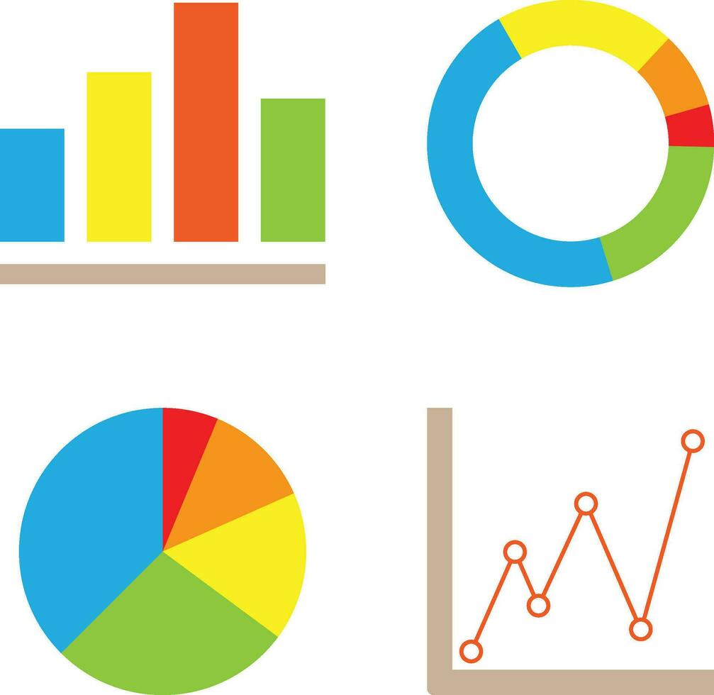 a set of colorful graphs and charts vector