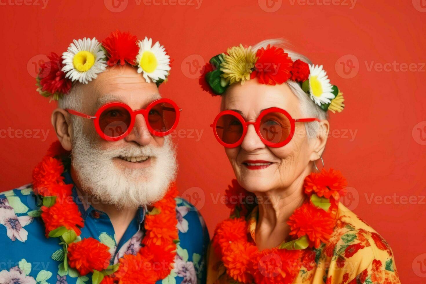 Senior couple colorful style. Generate Ai photo