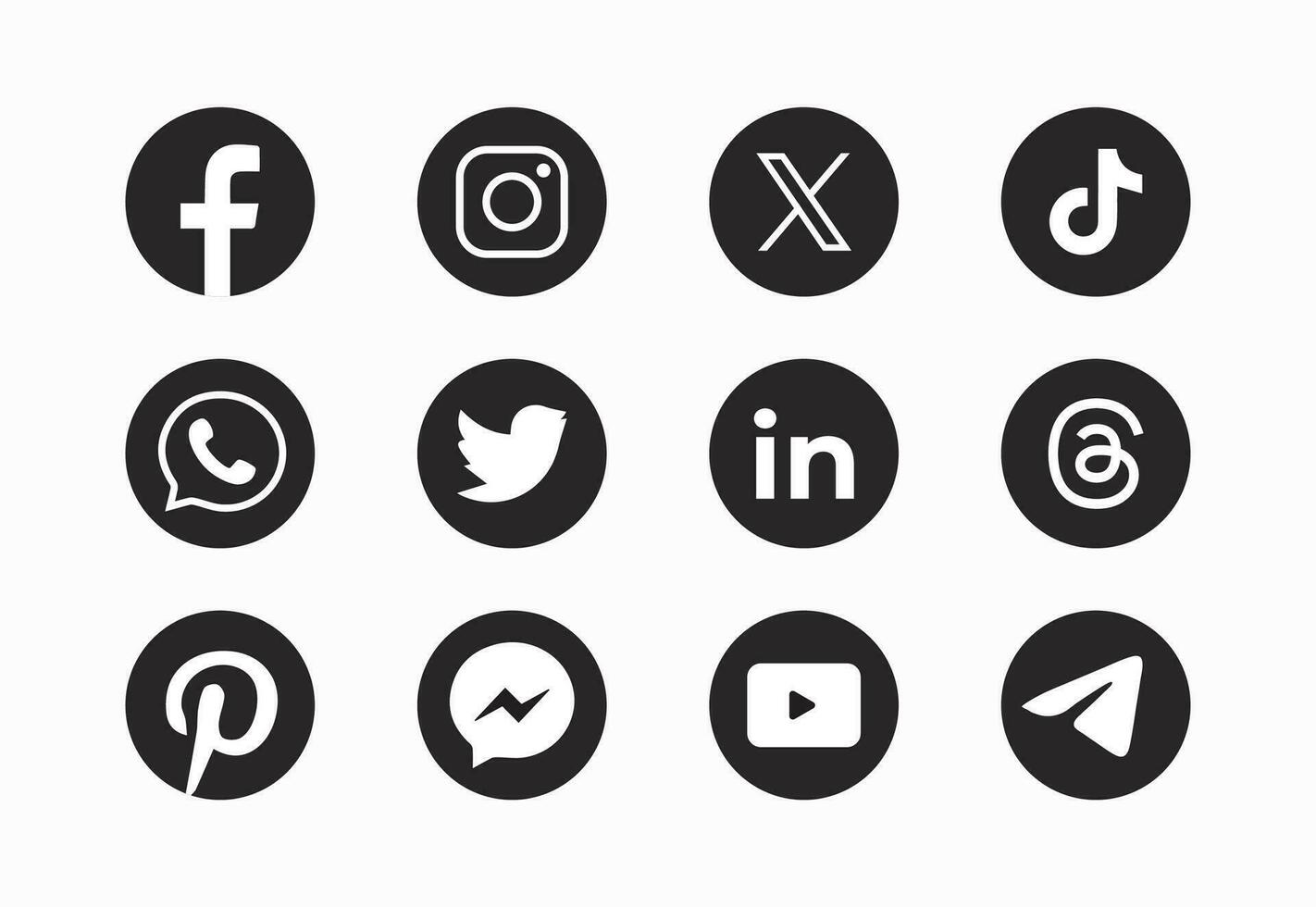 Set of social media icon in white background. Set of social media icon set collection. vector