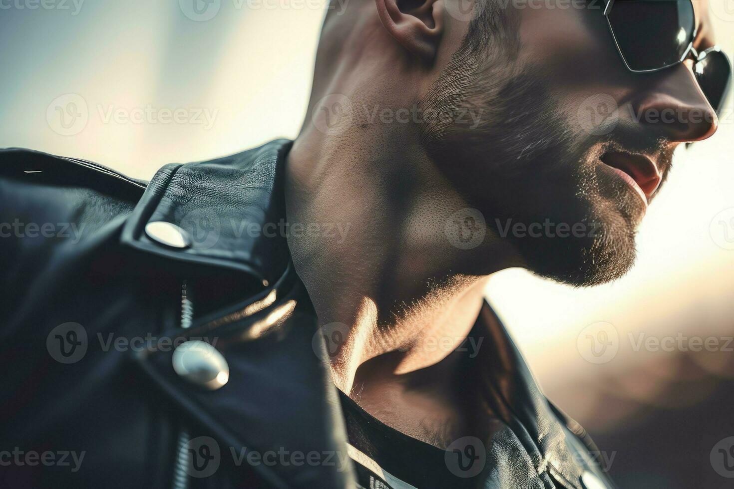 Man leather pants. Generate Ai photo