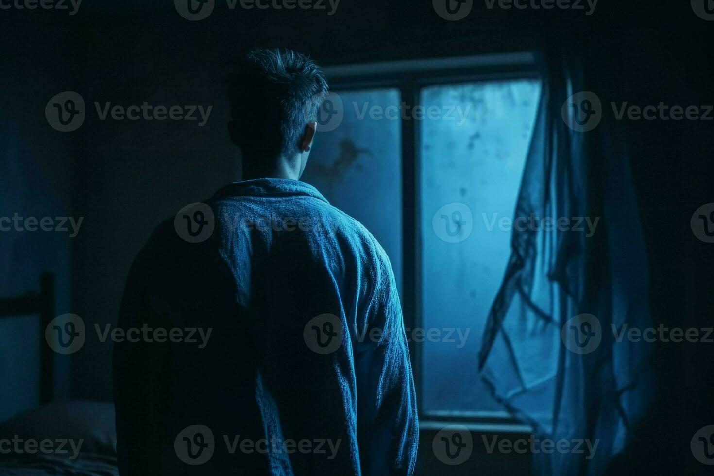 Man had nightmare. Generate Ai photo
