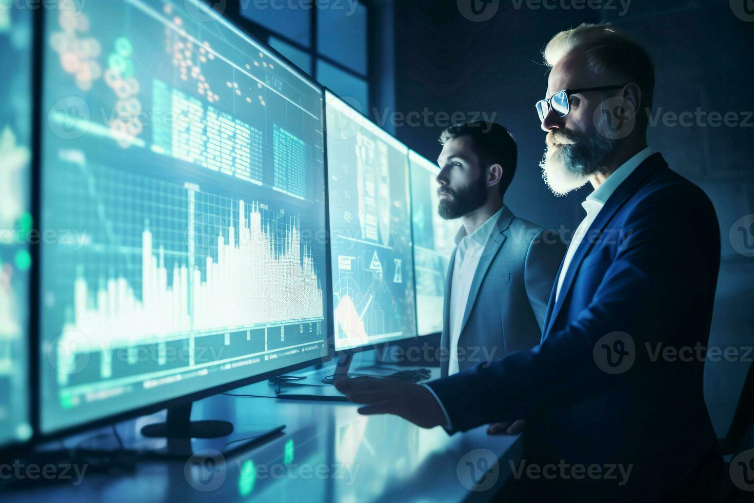 Crypto traders discussing. Generate Ai photo