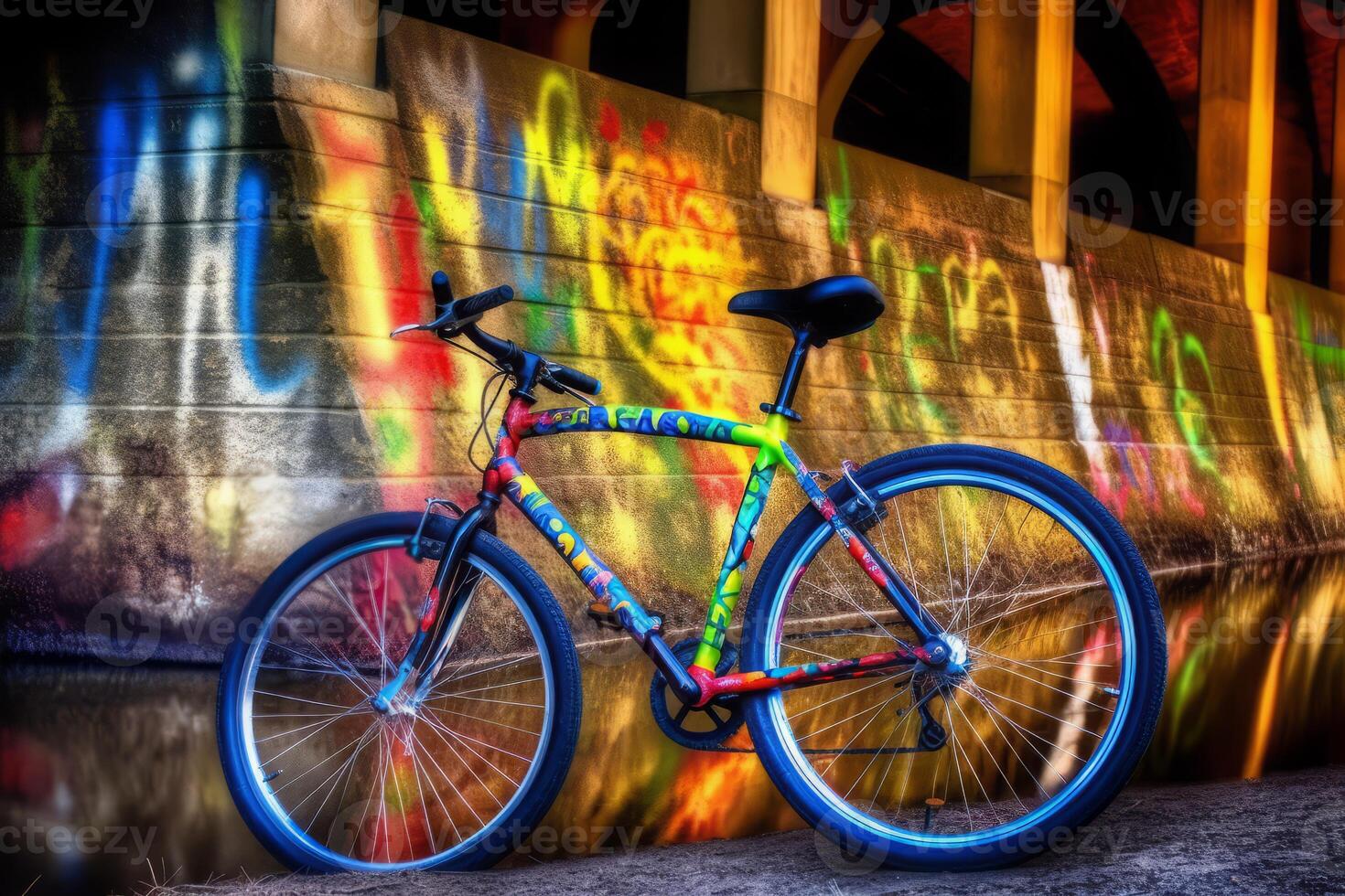 Bicycle graffiti. Generate Ai photo