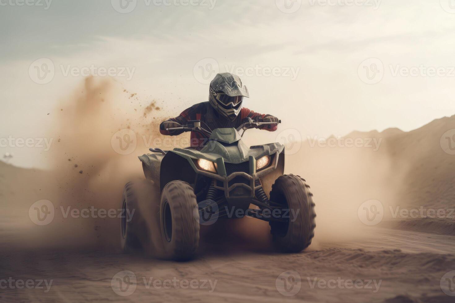 Quad bike dust. Generate Ai photo