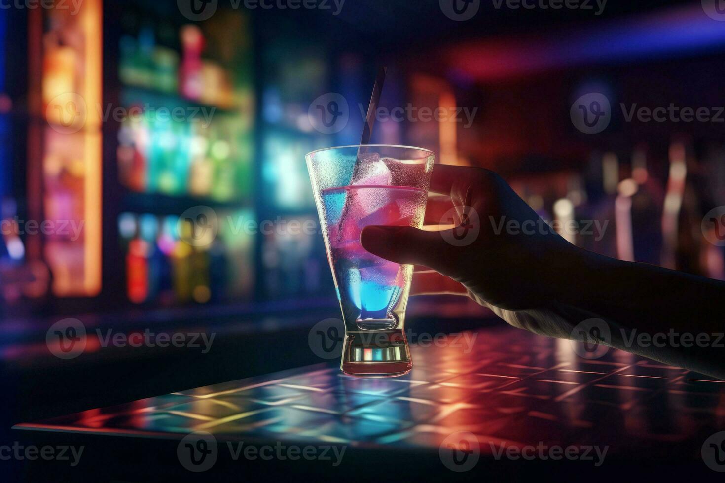 Barman holding glass. Generate Ai photo