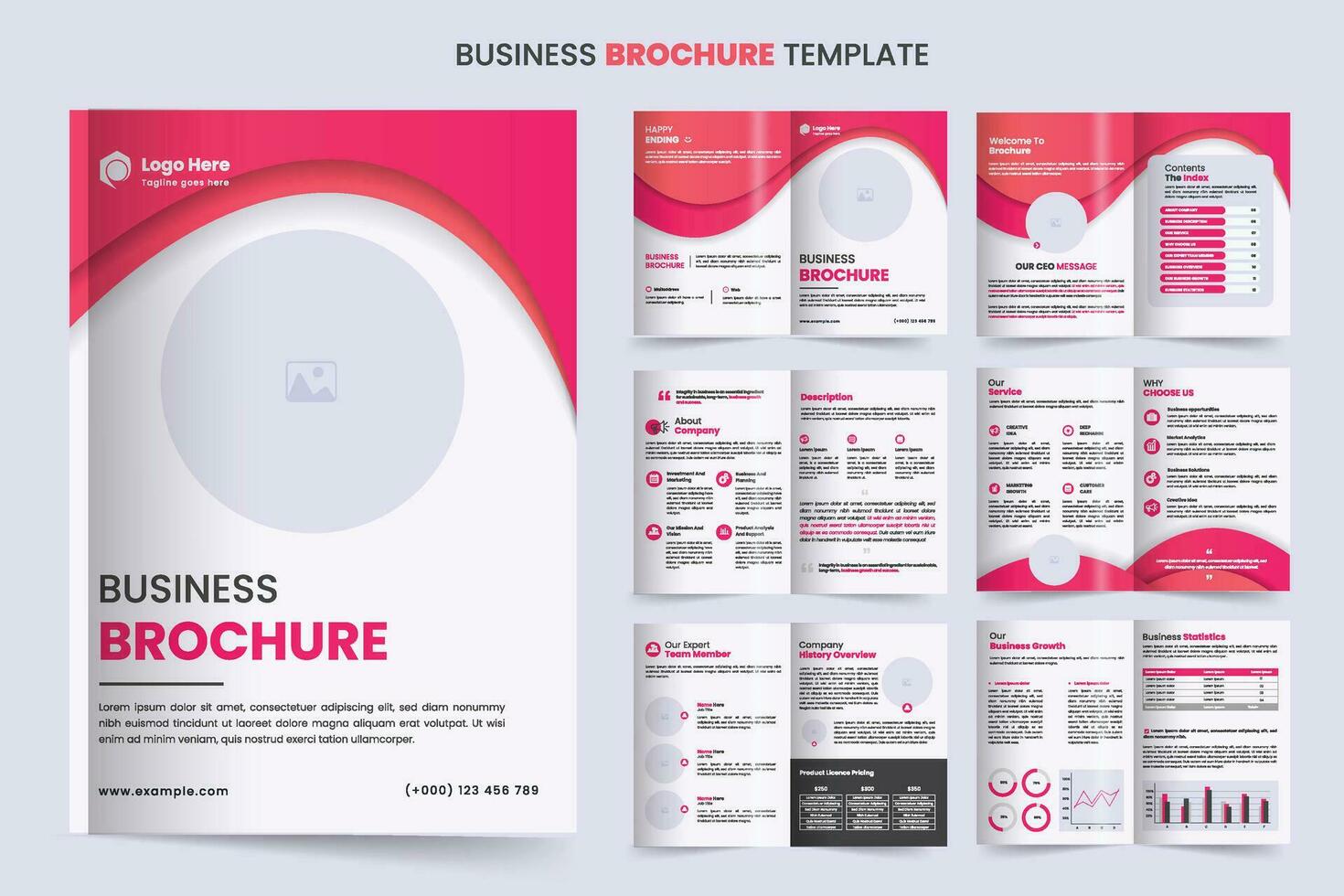 conjunto de minimalista negocio folleto plantilla, folleto creativo diseño. de múltiples fines modelo con cubrir, espalda y dentro paginas vector