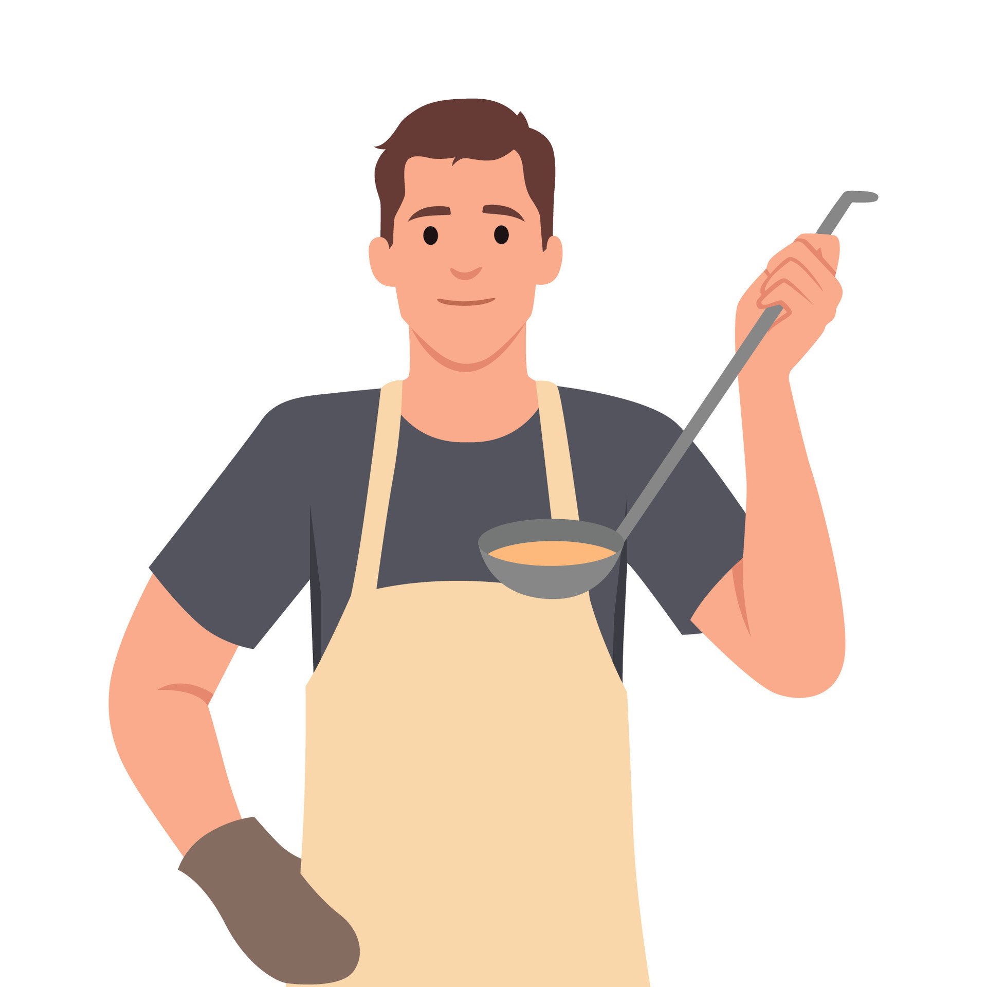 Young man cooking delicious vegetable soup in the kitchen. 27997859