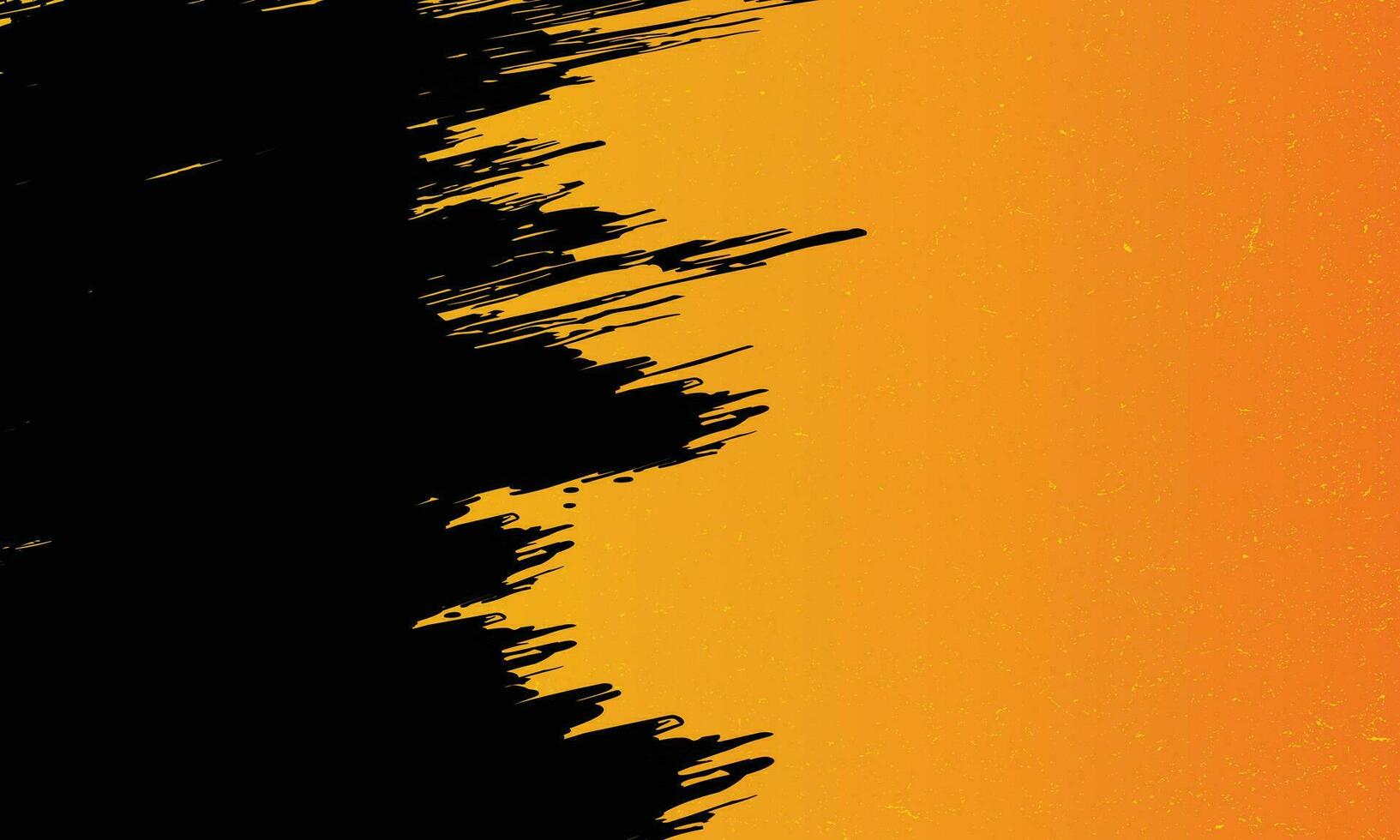 Abstract orange and black brush grunge texture background with copy space vector