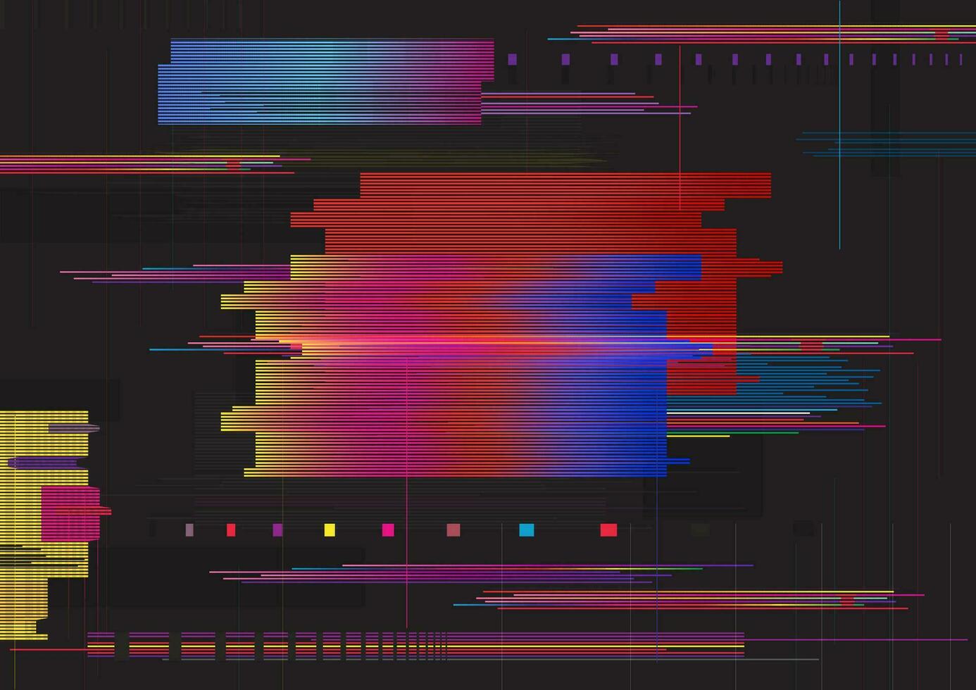 Glitch abstract background. Glitched horizontal stripes. Colorful digital signal error. vector