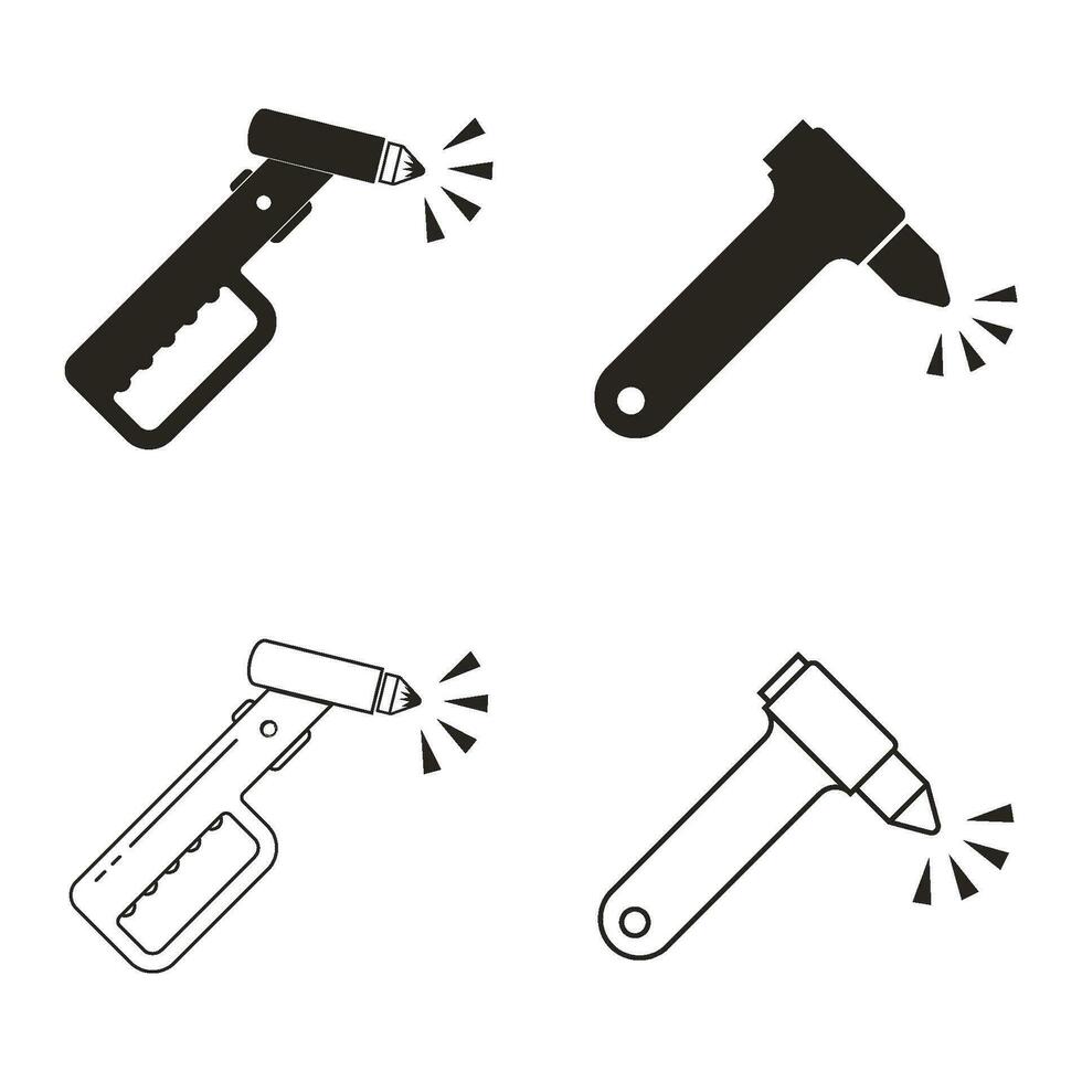Emergency Hammer or Car Glass breaker icon vector