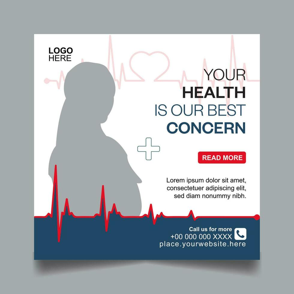 Medical and healthcare social media post vector
