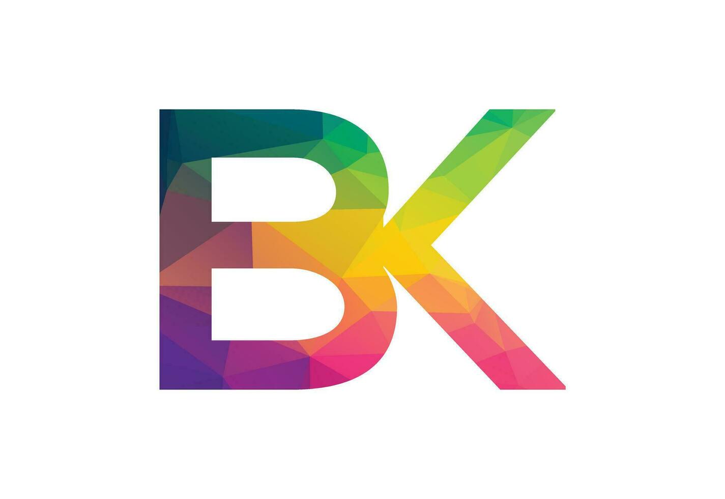 Low Poly and Alphabet initial BK letter logo design, Vector design template
