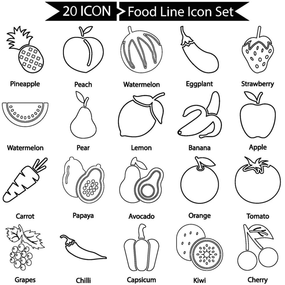 Food Outline Icon Pack vector