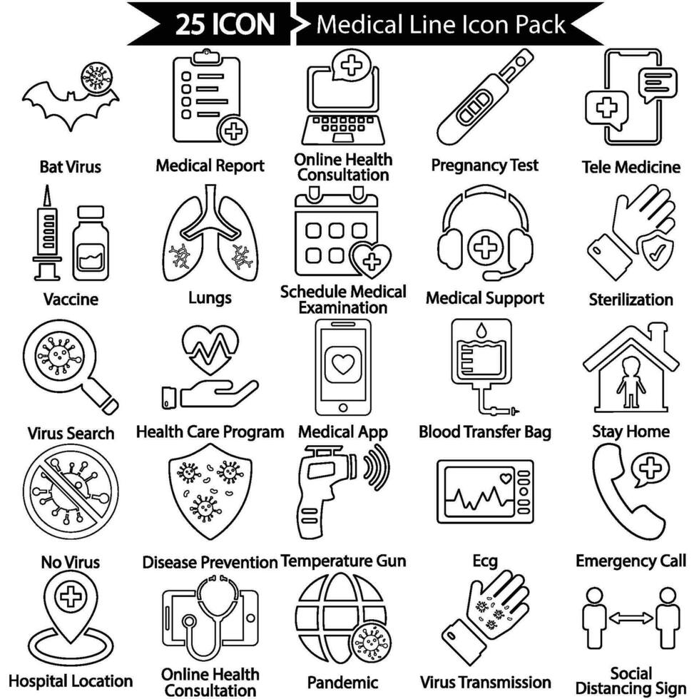 Medical Outline Icon Pack vector