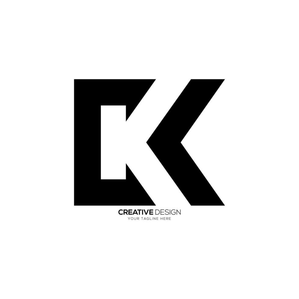 Letter Ck or Kc with modern shape negative space creative abstract unique monogram logo vector