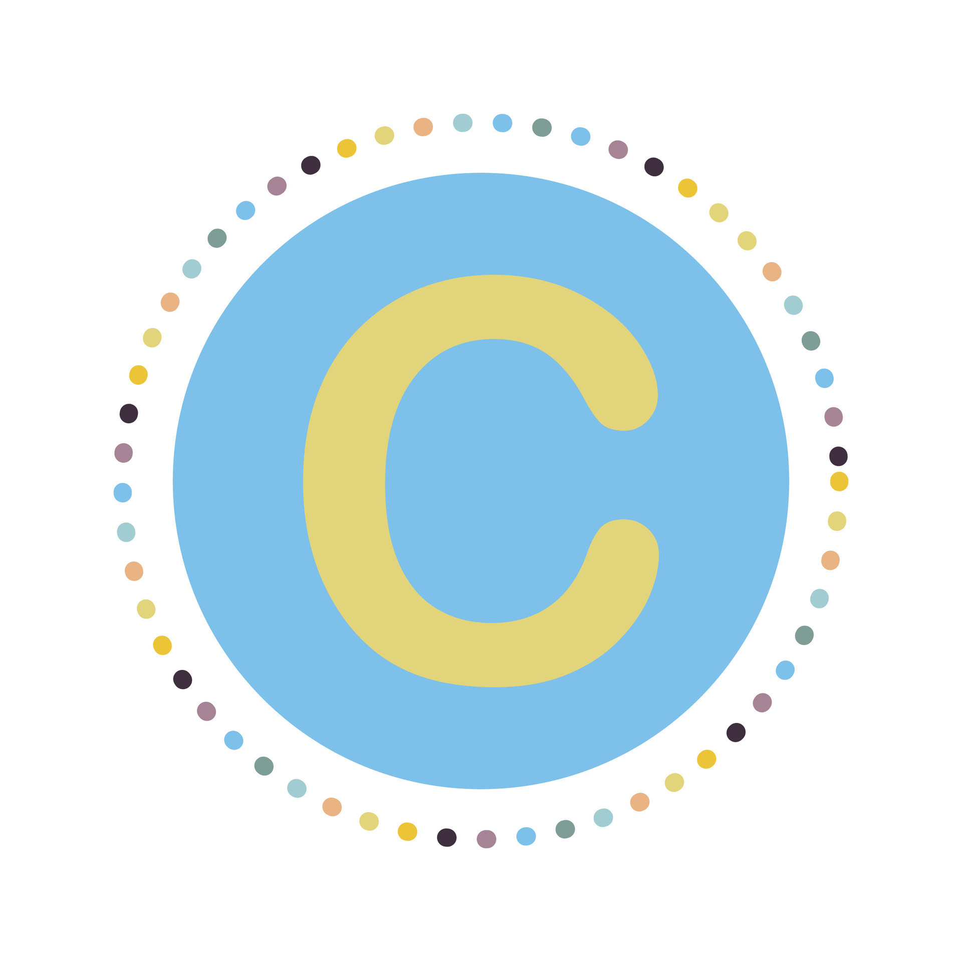 the letter c is surrounded by colorful dots 27999371 Vector Art at Vecteezy