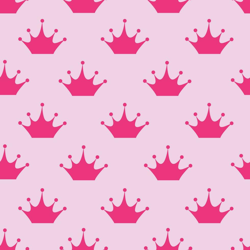 Cute trendy pink seamless pattern with crown. Beautiful girly wallpaper in the style of Pinkcore. Vector. vector