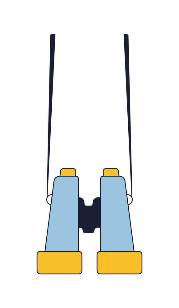 Binoculars flat line color isolated vector object. Optical instrument. Editable clip art image on white background. Simple outline cartoon spot illustration for web design