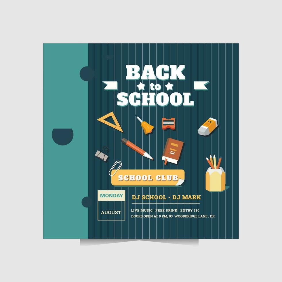 flyer of back to school illustration vector template