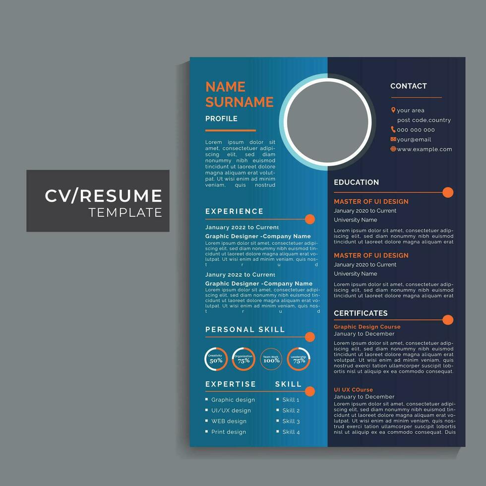 Free CV resume Template. Modern Resume Template free. vector