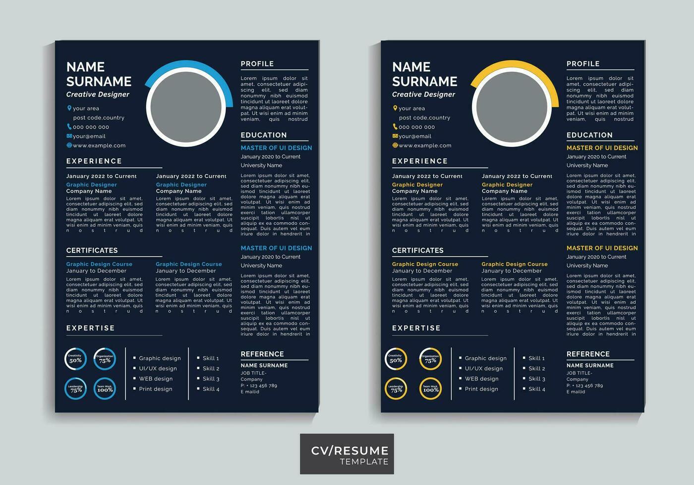 Premium Resume Template . CV template vector . Black resume template