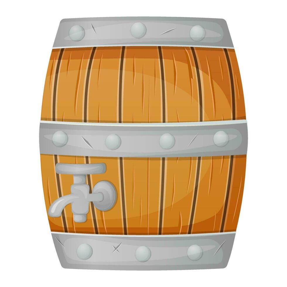 Wooden beer barrel isolated on white vector