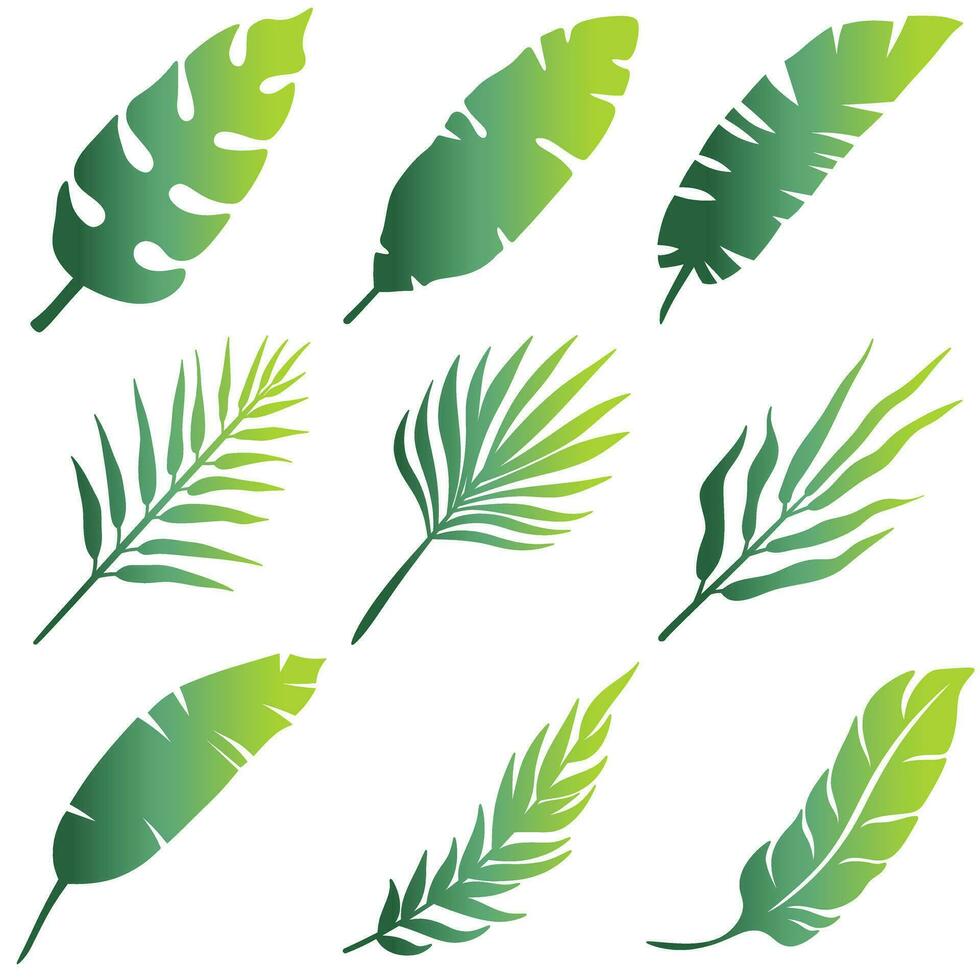 Free vector bundle silhouette illustration of yellow green gradient leaf shape