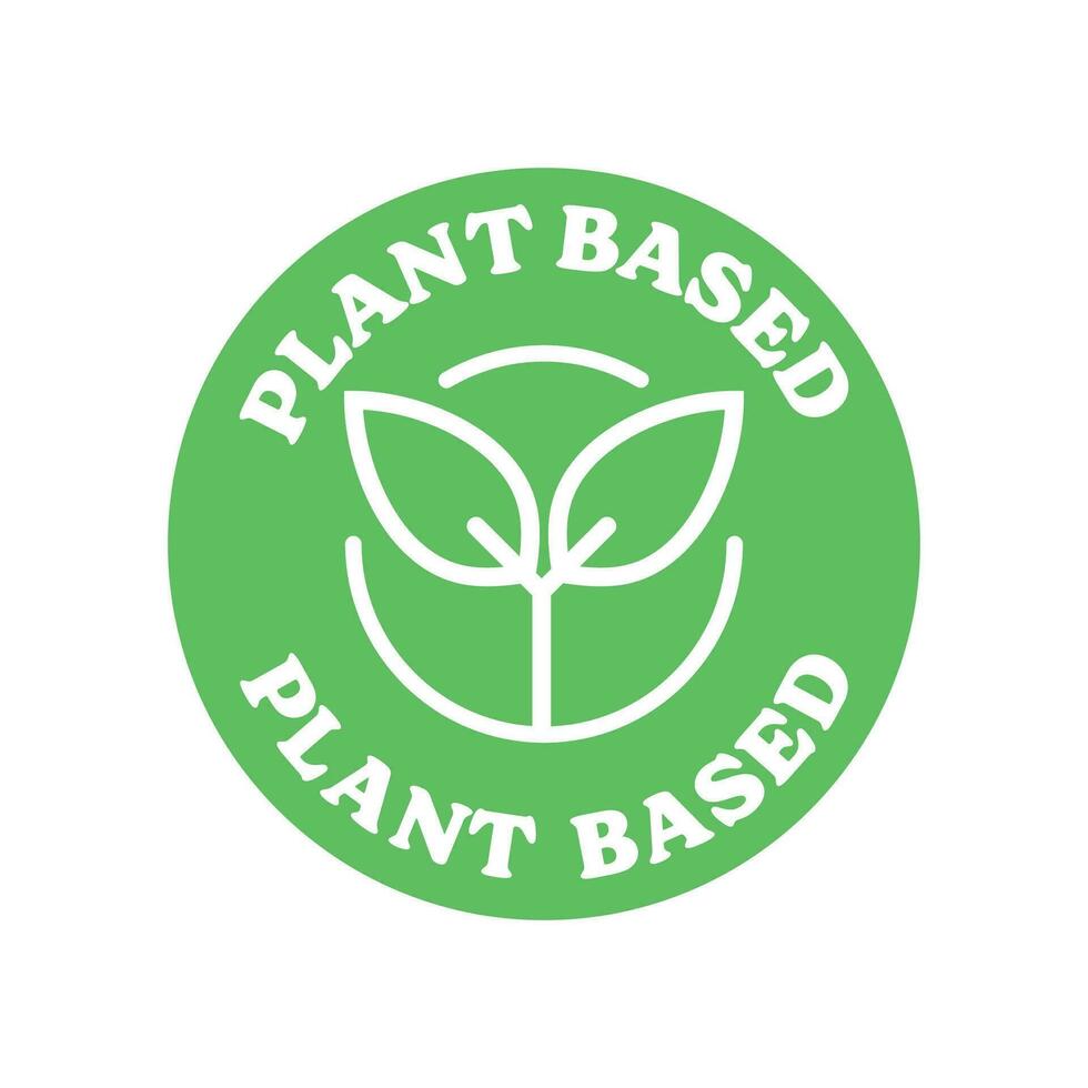Plant based emblem. Vegan Eco friendly badge with plant icon. vector