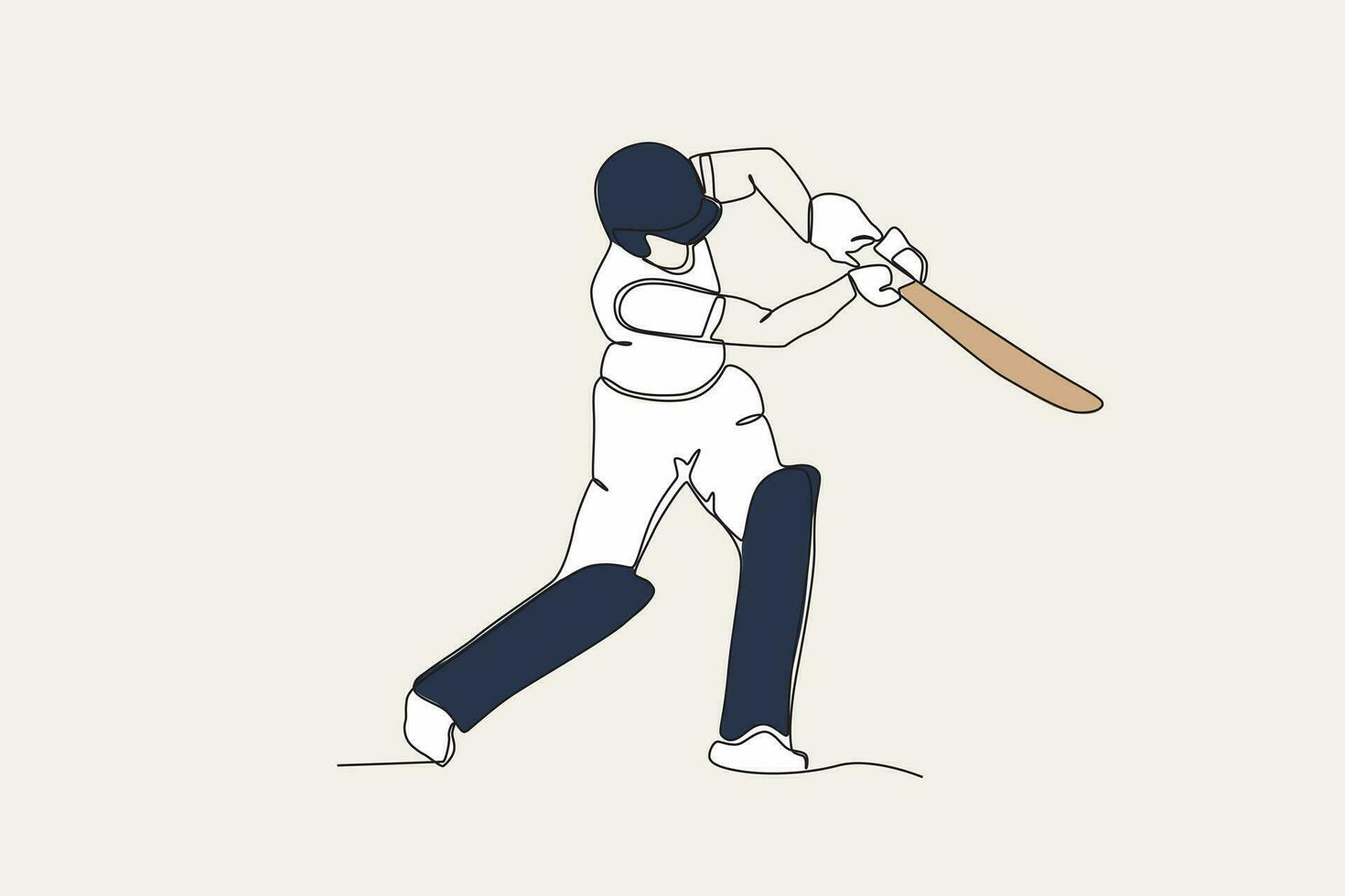 Colored illustration of a man hitting a ball side view vector