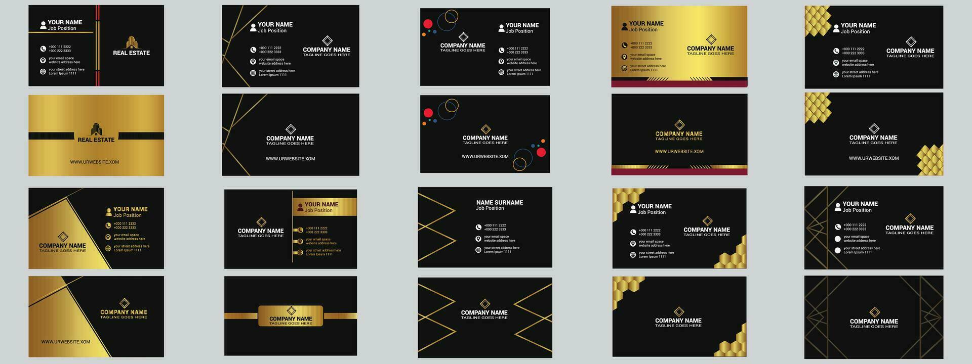 Golden Black Minimal Business Card design. vector