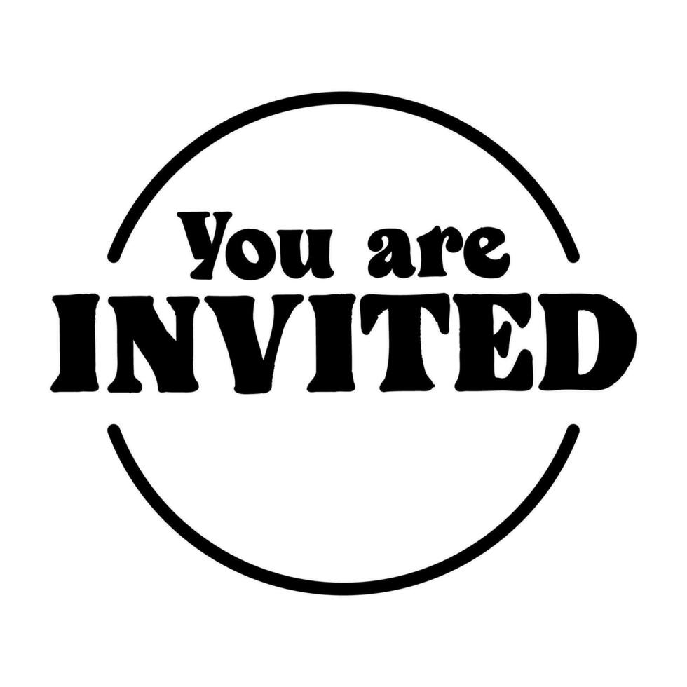 You are invited. Lettering Event invitation design. Flat vector illustration on white background.