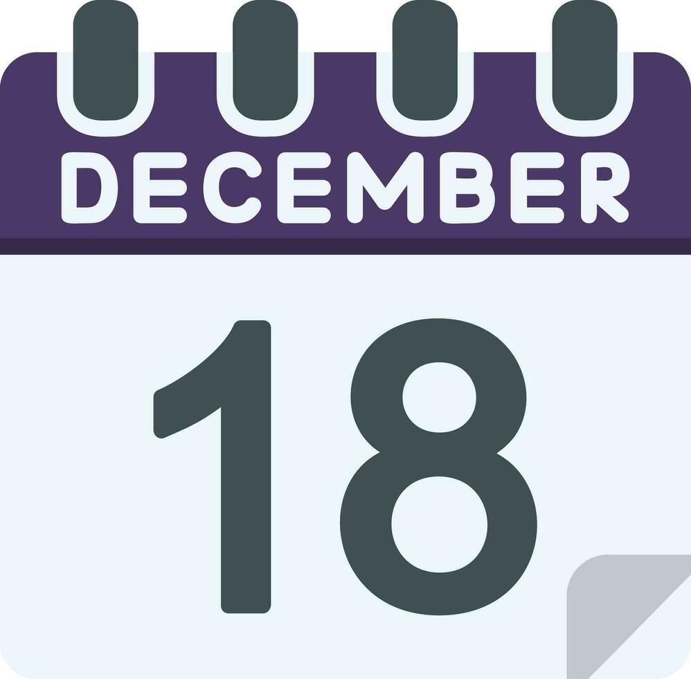 18 diciembre plano icono vector