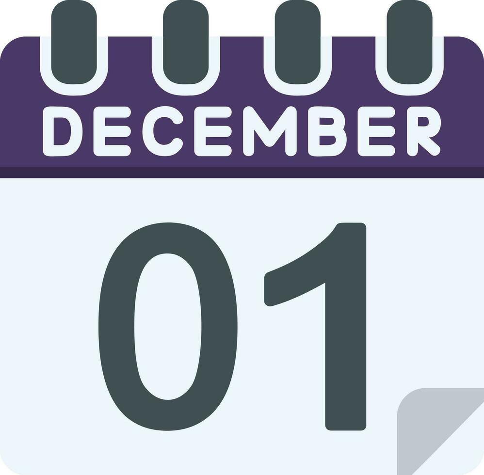 1 December Flat Icon vector