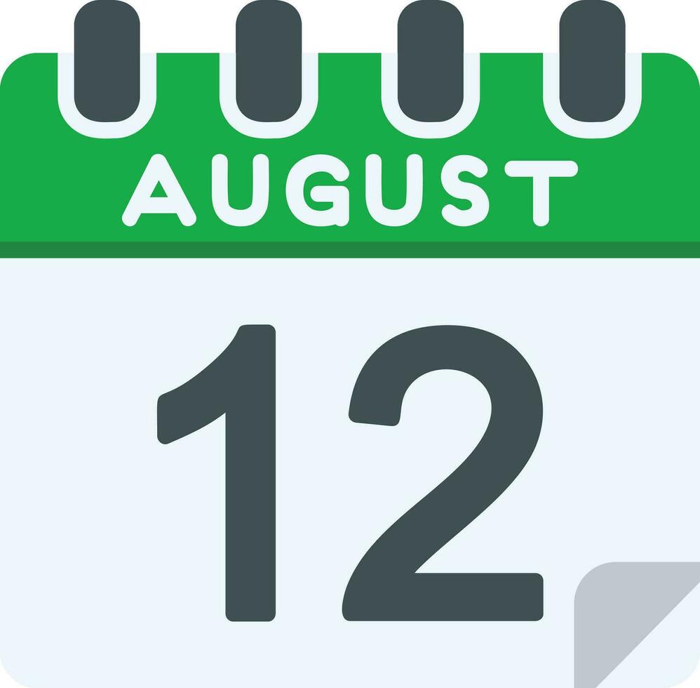 12 August Flat Icon vector