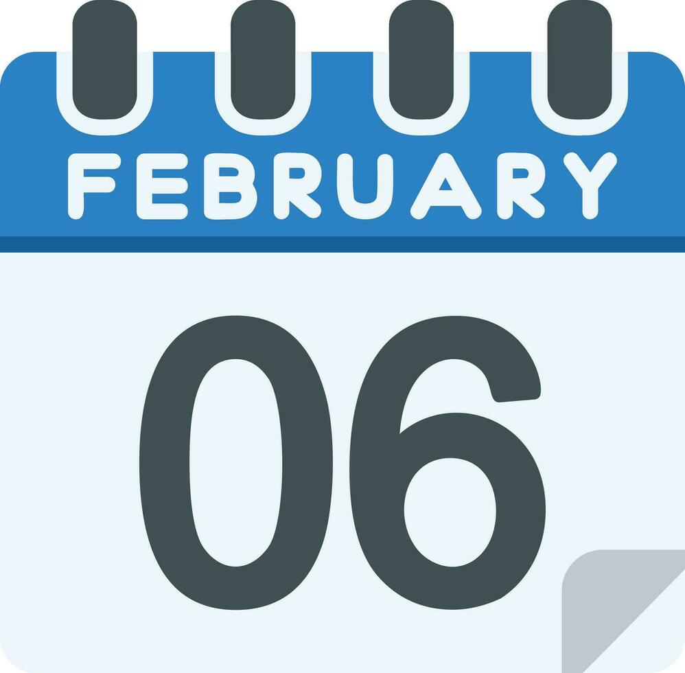 6 February Line Icon vector