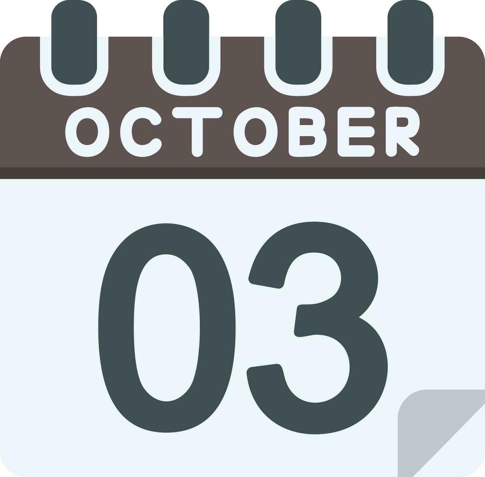 3 October Flat Icon vector