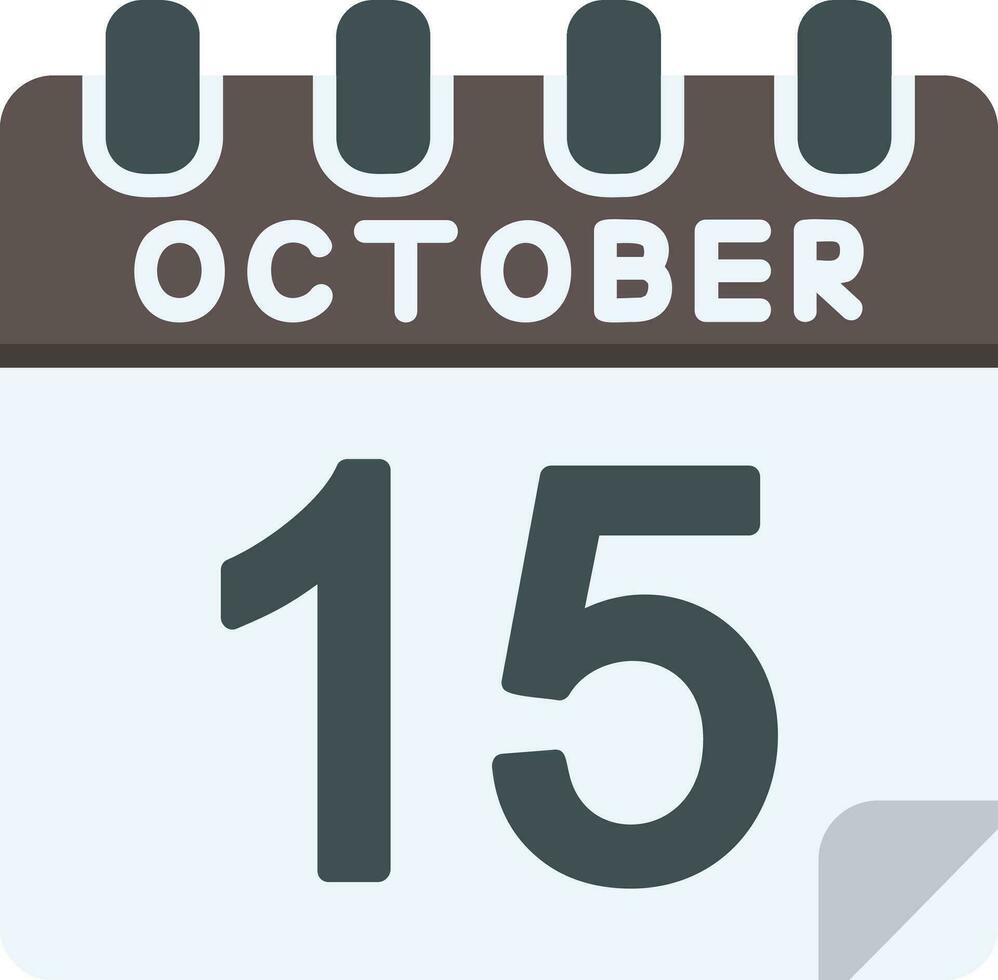 15 octubre plano icono vector