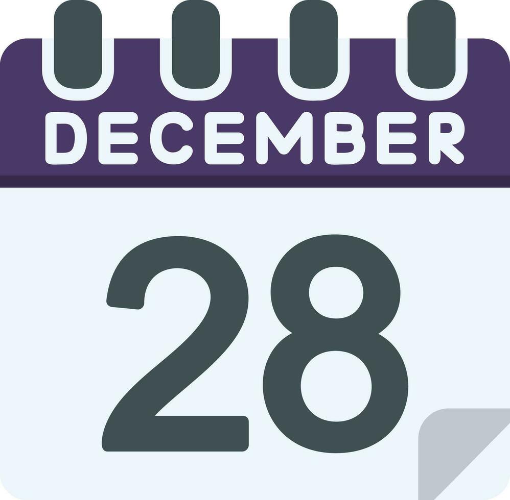 28 diciembre plano icono vector