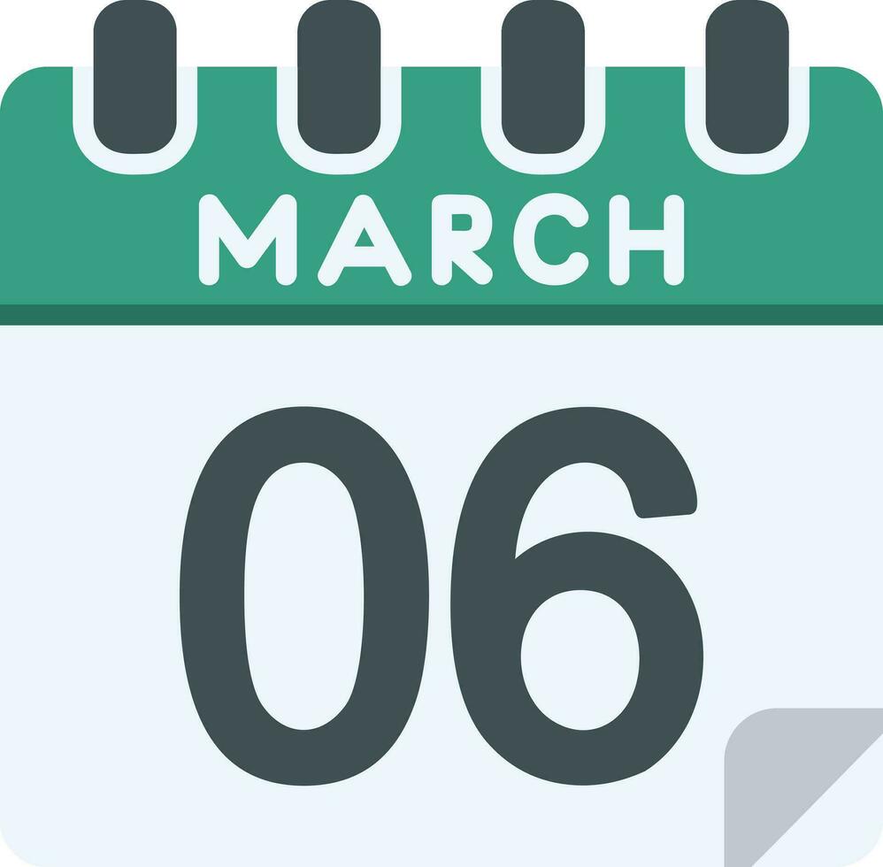 6 6 marzo línea icono vector