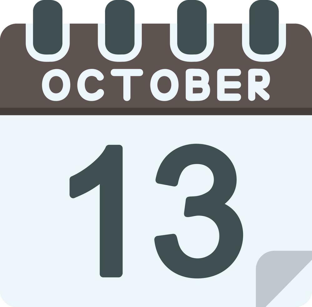 13 October Flat Icon vector