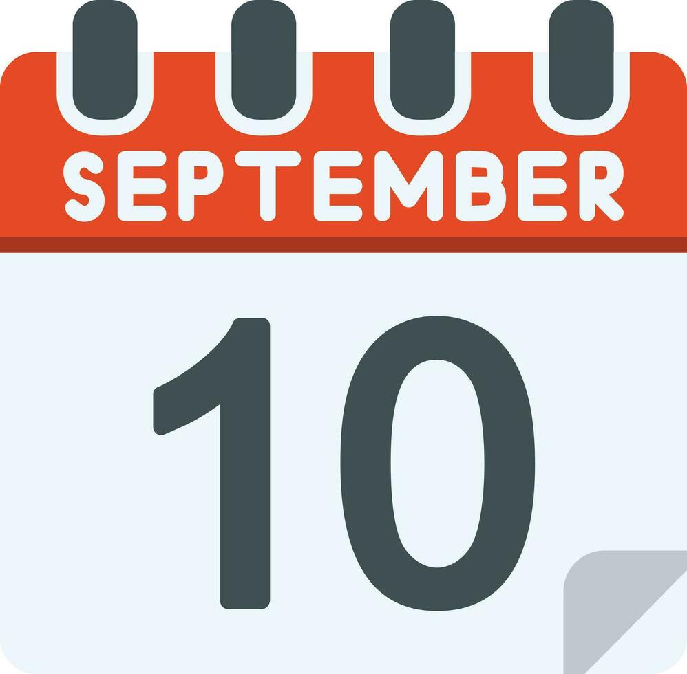 10 septiembre plano icono vector