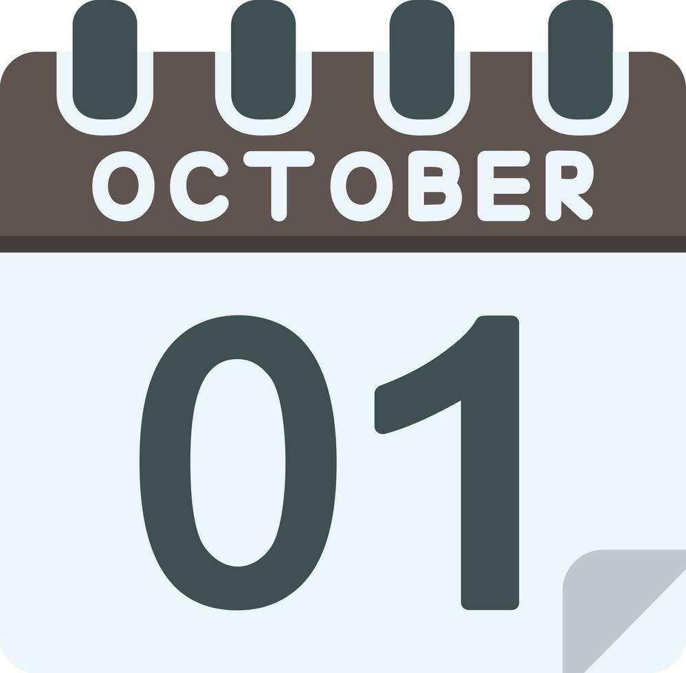 1 October Flat Icon vector