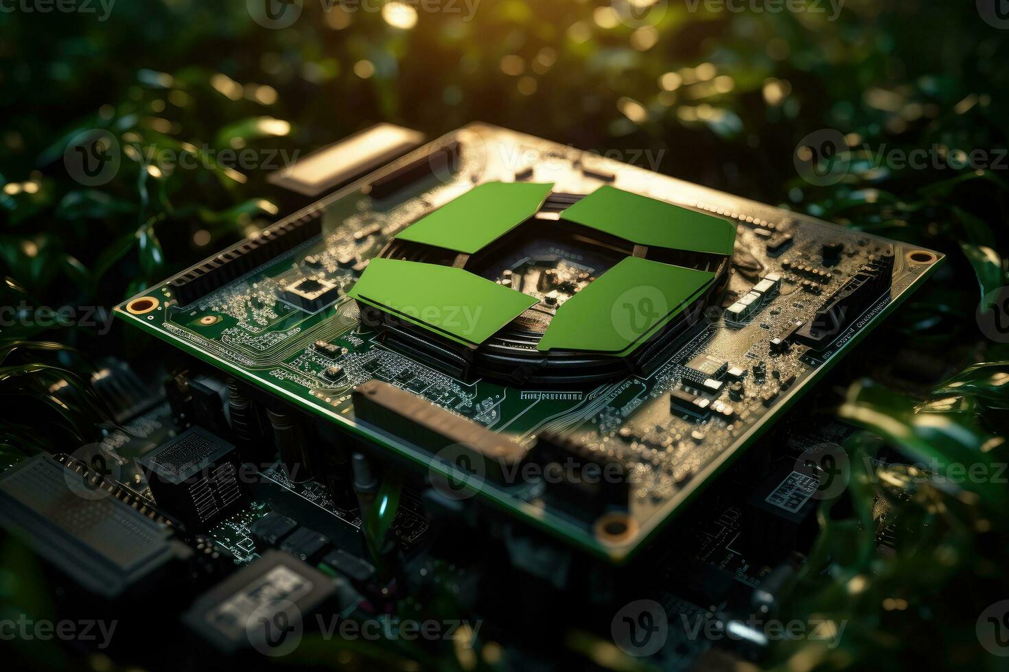 microchip for computer on dark background, AI Generative photo