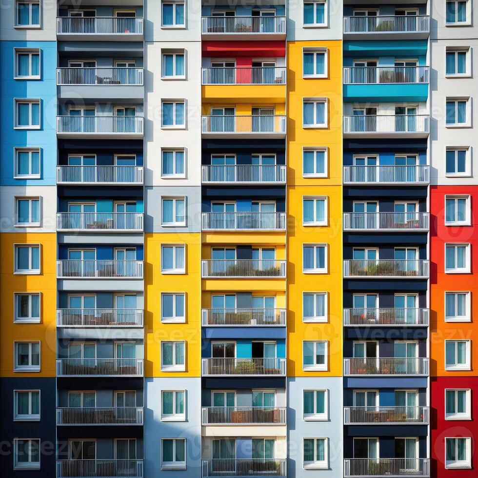 Colorful buildings minimal abstract design, photo