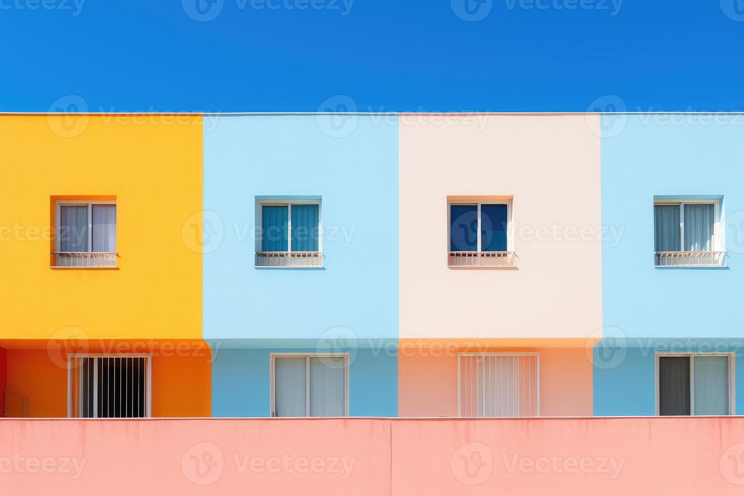 Colorful buildings minimal abstract design, photo